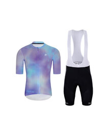 HOLOKOLO Kurzarm Radtrikot und Shorts - COSMA - Schwarz/Hellblau/Lila